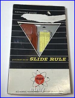 1960's Slide Rule PICKETT SYNCHRO SCALE MODEL N600-ES Leather CASE NEW IN BOX