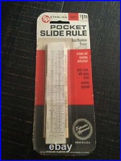 1968 STERLING Plastic Co. 687 POCKET SLIDE RULE NEW Ruler Full Instructions Inc