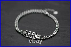 B18 Bracelet Abacus Slide Rule With Flat Armoured Chain Sterling Silver 925