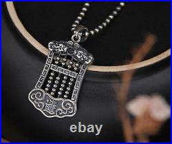 B25 Pendant Abacus Slide Rule Asian Lucky Symbol Sterling Silver 925