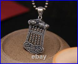 B25 Pendant Abacus Slide Rule Asian Lucky Symbol Sterling Silver 925