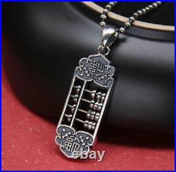 B25 Pendant Abacus Slide Rule With Lucky Symbol Sterling Silver 925