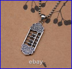 B25 Pendant Abacus Slide Rule With Lucky Symbol Sterling Silver 925