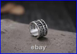 B25 Ring Abacus Slide Rule Mathematics Asian Fine Silver 990 Adjustable