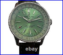 BREITLING Navitimer Automatic 35mm Mint Green Dial New Complete Set