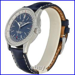Breitling A17325 Navitimer 38 Steel Blue Dial Leather Automatic Men's Watch