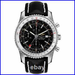 Breitling A2432212-B726-441X Navitimer World Men's Chrono Black Leather Watch