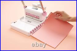 Cinch Book Binding Machine 2, Pink/White, Easy to Use Design with Slide Ruler