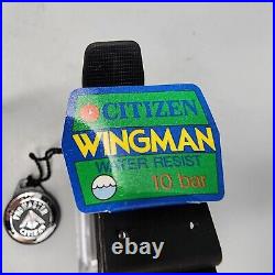 Citizen Wingman Watch Men Gold Silver Analog Digital Alarm Chrono New Battery