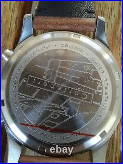Cortebert 1790 Ouragan Lead Grey Chronograph Quartz 43 mm w Brown Leather