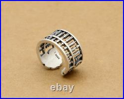 D07 Ring Abacus Slide Rule Mathematics Asian Fine Silver 990 Adjustable