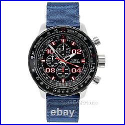 INVICTA Aviator Mens Pilot Chronograph Watch, Black Dial, Blue Nylon Web Strap