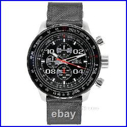 INVICTA Aviator Mens Pilot Chronograph Watch, Black Dial, Gray Nylon Web Strap