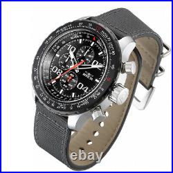 INVICTA Aviator Mens Pilot Chronograph Watch, Black Dial, Gray Nylon Web Strap