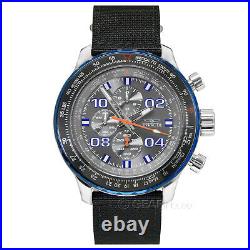 INVICTA Aviator Mens Pilot Chronograph Watch, Gray Blue Dial, Black Nylon Strap
