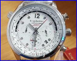 Mens Steel Bracelet Krug-Baumen Explorer Diamond ct World Time Pilots Watch 400