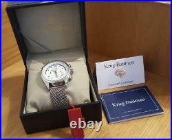 Mens Steel Bracelet Krug-Baumen Explorer Diamond ct World Time Pilots Watch 400