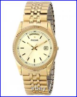 NEW Pulsar Men's PVM004 Gold Color Watch Day/Date MSRP $125
