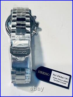 NEW Seiko SNA411P1 Flightmaster Chronograph on SS Bracelet with Tag, Manuals, Box