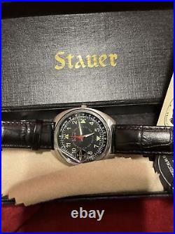NEW Stauer Tachymeter 24859 Aviator Watch 24858 Black Leather Strap A41 New