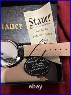 NEW Stauer Tachymeter 24859 Aviator Watch 24858 Black Leather Strap A41 New