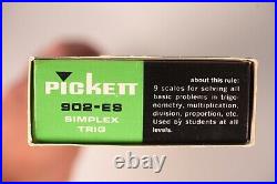NOS NEW Vintage Pickett Slide Rule N902-ES with Box & Case 10 Simplex Trig Rare