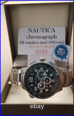Nautica classic Pilots watch, new, slide rule bezel, full working chronograph