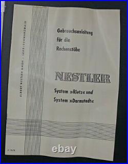 Nestler Darmstadt Nr 0210 Wooden Slide Rule NIB Unused with leather case