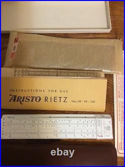 New Rare Vtg Aristo Nr. 89 Rietz Slide Rule Germany Date Code G5324 1953 withCase