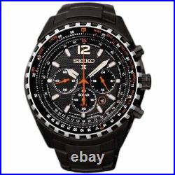 New Seiko SSC263P1 Prospex Aviation Solar Black Orange Wristwatch For Men