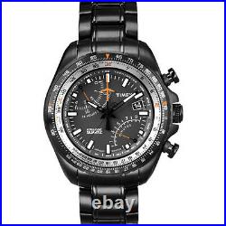 New Tx Timex Intelligent Aviator Fly Back, Black Ion Plated S/steel Watch-t2p103