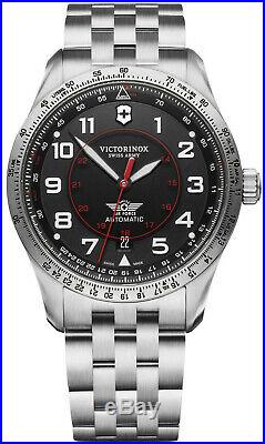 New Victorinox AirBoss Mechanical Stainless Steel Black Dial Men's Watch 241888