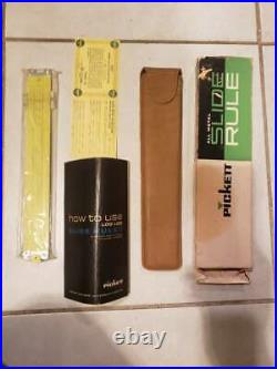 Pickett N500-ES Slide Rule Leather Case Box Instructions Vintage New Old Stock
