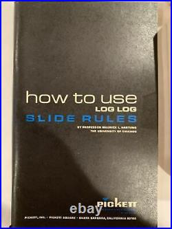 Pickett Slide Rule N600 Dual Base Log Log All Metal Rule withCase Box Manual Mint