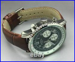 Rotary. Chronospeed. Chronograph quartz brown Leather Strap Watch. NEW
