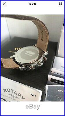 Rotary Mens Chronospeed Chronograph quartz- brown Leather Strap Watch GB03351