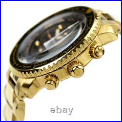 SEIKO QUTARZ SNA414P1 Black Gold quartz chronograph Men's Watch New in Box