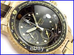 SEIKO SNA414P1 Watch QUTARZ Quartz Chronograph Pilot Black Gold From Japan Gift