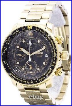 SEIKO Watch Qutarz Chronograph SNA414P1 Pilot Black Gold Men's Watch From Japan