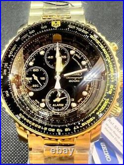SEIKO Watch Qutarz Chronograph SNA414P1 Pilot Black Gold Men's Watch From Japan