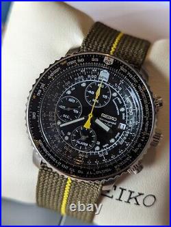 Seiko Flightmaster Men's Black & Yellow Pilot Slide Rule Watch, SNA411, SNA411P1