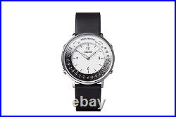 Seiko Metronome Watch SMW001B Black Leather Silver Dial Quartz