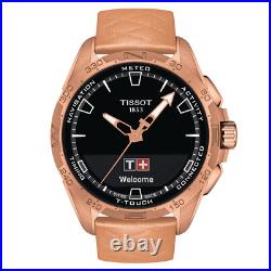 Tissot T-Touch Connect Solar Black Dial Leather Band Men's Watch T1214204605100