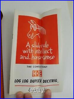 Vintage K&E Log Log Duplex Decitrig Slide Rule Keuffel & Esser NIB Leather Case