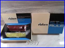 Vintage NIB Pickett #600 Dual Base Log All Metal Pocket Slide Rule. 22 Scales