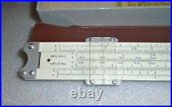 Vintage PICKETT Slide Rule 902-T Simplex Trig White Metal Rule Leather Case 1955