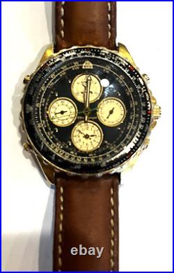 Vintage SEIKO Flightmaster 7T34-6A00 Chronograph Watch One Owner New Battery EX