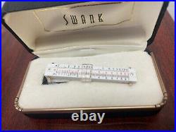 Vintage Swank Slide Rule Ruler Tie Clip Clasp Yellow Gold Tone Moves Engineer