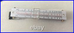 Vintage Swank Slide Rule Ruler Tie Clip Clasp Yellow Gold Tone Moves Engineer