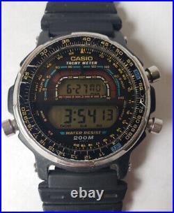 Vtg CASIO DW-400 Japan Tachy Meter Watch Men's 44mm New Battery Works